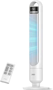 DREO Tower Fan for Bedroom, 90° Oscillating Standing Fans for Room with 4 Speeds, 3 Modes, 28dB Quiet for Sleep, 25ft/s Velocity, 8H Timer, Remote, Living Room, Office, Home, Black, TF117