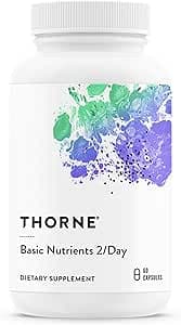 THORNE - Basic Nutrients 2/Day - Comprehensive Daily Multivitamin with Optimal Bioavailability - Vitamin & Mineral Formula - Gluten, Dairy & Soy-Free - 60 Capsules - 30 Servings