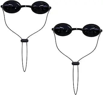See-Through Safety Goggles Pack of 2, Transparent Safety Glasses for Tanning Use, and Half-clear Eye Protection, 2 Separate Storage Cases Included