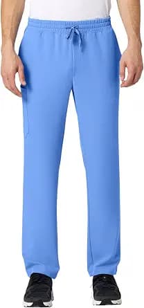 JAANUU Rhodes Men’s Scrub Pants – 7 Pockets Straight Leg, UltraLAST Fabric 4-Way Stretch, Waistband Medical Uniform Pant