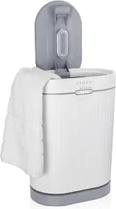 Zadro Fluted Oval Towel Warmer Bucket with Auto-Shut Off Electric Timer & Stainless Steel Tub (Large | 20L | 14.5" Wide x 20.5" Tall, White/Gray)