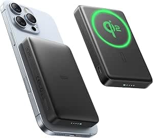 ESR MagSafe Power Bank 10000 mAh, Qi2 Certified Wireless Magnetic Power Bank, 15 W Ultra-Fast Charging Portable Charger with USB-C Cable for iPhone 17/16/15/14/13/12/Google Pixel 10, Black