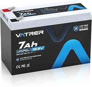 12V 7AH LiFePO4 Battery, Built-in 7A BMS, 5000+ Deep Cycles Rechargeable Lithium Battery, Lithium Iron Phosphate Battery for Fish Finder, Alarm System, Lighting, Small UPS
