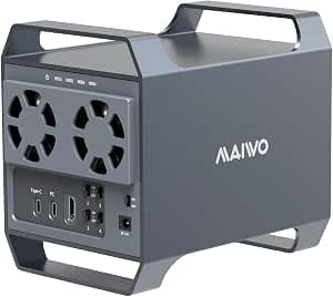 MAIWO 4 Bay Hard Drive Enclosure with USB-C & 10 Gbps Speed - 4 Bay DAS Design for 3.5” SATA HDDs, Black Aluminum Enclosure