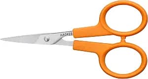 Fiskars Orange-Handled Straight Detail Scissors, Stainless Steel Blades, Ambidextrous Double-loop Handle