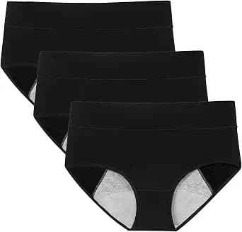 POKARLA Women's High Absorbency Period Cotton Underwear Heavy Flow Leakproof Panties(Regular&Plus Size)