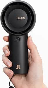 JISULIFE Portable Turbo Fan [18H Max Cooling Time], 6000mAh USB Rechargeable Small Handheld Fan with 5 Speeds for Travel/Outdoor/Home/Office - Black