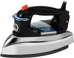 BLACK+DECKER The Classic Iron, Aluminum Soleplate, Steam or Dry Ironing, 7 Temperature Settings, Anti-Drip, 1100 W, Black