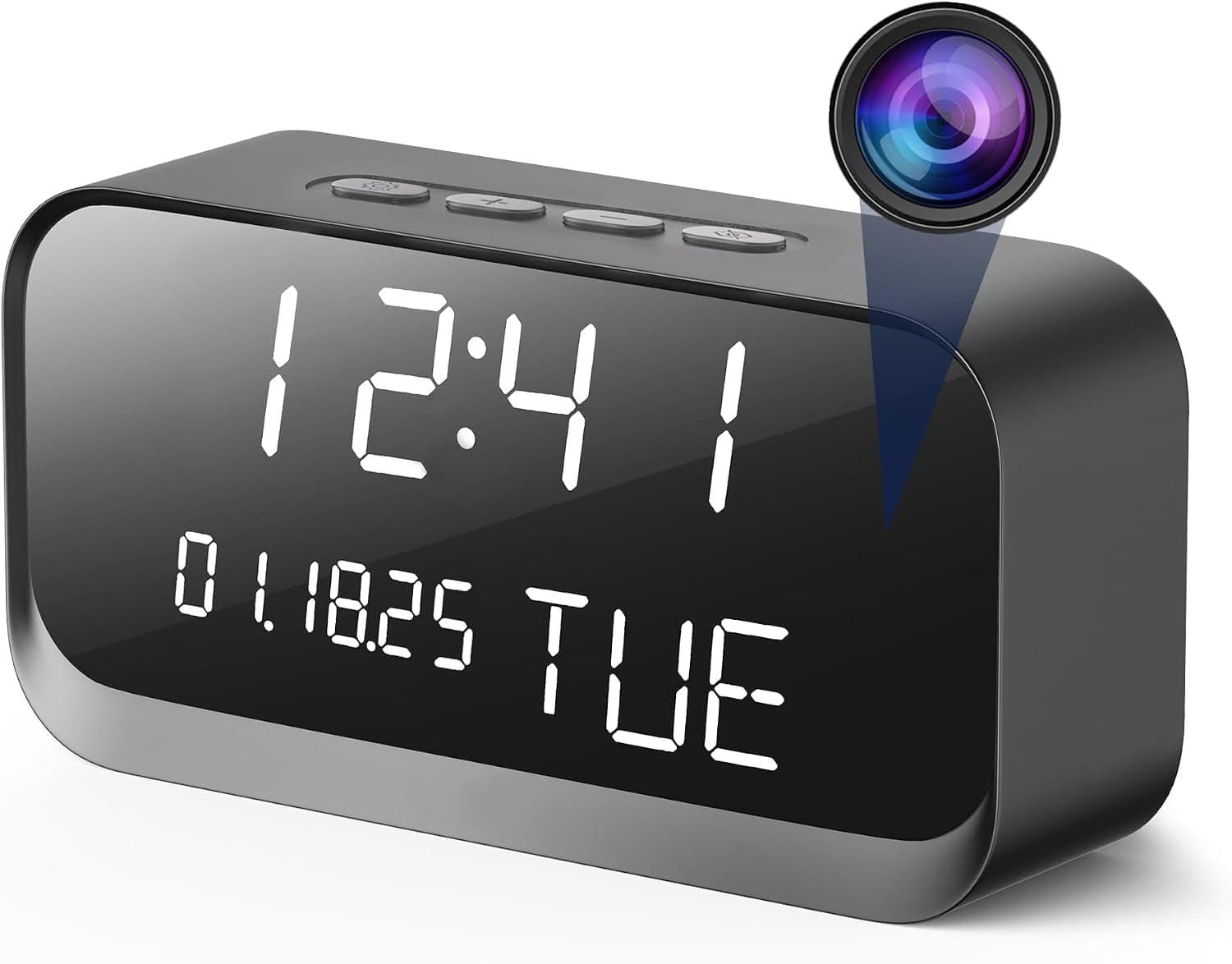 Clock Camera - WiFi Nanny Cam with 1080P HD Video, AI Motion Detection, Clear Night Vision, Dual-Band WiFi, Bluetooth Connectivity, Local & Cloud Storage – Indoor Security Camera for Home & Office