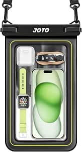 JOTO IP68 Large Floating Waterproof Phone Pouch, Cellphone Dry Bag for iPhone 17 16 15 14 Pro Max Air, Galaxy S25 S24 Ultra, Water Proof Wallet for Cash Card Watch, Cruise Beach Essential -Black