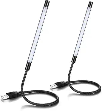 2 Pieces USB LED Light for Laptop Keyboard Gooseneck Light Computer Lamp Flexible Stick Dimmable LED Lamp Touch Switch for Reading Book(Black)