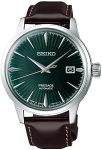 Seiko Presage Leather Band Analog Watch for Men Green Dial SRPD37J1, green