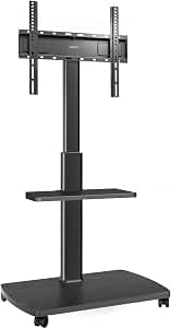 AOKCOS Rolling TV Stand for 32-65 in TVs Holds up to 88lbs, Mobile TV Stand with 8 Level Height Adjustment, 60 Degree Swivel with Tilting, Fits for Living Room/Bedroom/Office,Max Vesa 400 x 400mm,