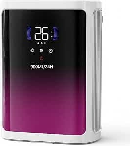 Electric Dehumidifier, 2.8L, Quiet Humidity Dehumidifiers, with LCD Display, Defrost Function, Timer, Auto Shut Off, 900 ML/day, Ideal for Apartment, Bathroom