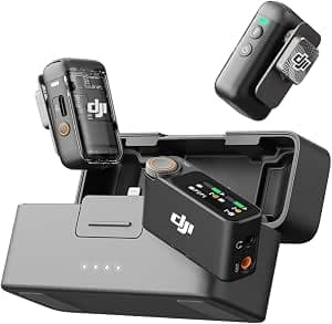 DJI Mic 2 (2 Transmitters + 1 Receiver + Charging Cradle) Wireless Lavalier Microphone Bluetooth Microphone for Camera Mobile Phone Vlog Noise Reduction 48KHz Internal 32-Bit Float Recording 250m