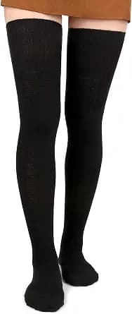 Moon Wood Women Thigh High Socks Extra Long Cotton Knit Warm Thick Tall Long Boot Stockings Leg Warmers
