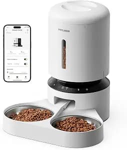 PETLIBRO 5L Automatic Cat Feeder for 2 Cats, 5G&2.4G Wi-Fi Programmable Cat Food Dispenser with Dual Stainless Steel Bowls, Airtight Lock Fresh Technology, Low Food Sensor