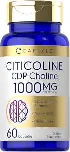 Carlyle Citicoline CDP Choline 1000mg | 60 Capsules | Extra Strength Formula | Non-GMO, Gluten Free Supplement