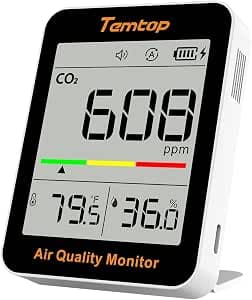 Temtop CO2 Monitor Indoor air Quality Monitor Portable CO2 Meter, CO2, Temperature, Humidity Home, Office or School
