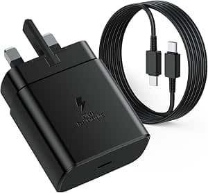 45W Samsung Fast Charger Plug USBC and Cable 2M for Galaxy S26 S25 Ultra S24 S23 S22 S21 FE A17 A16 A15 A22 A25 A26 A32 A33 A34 A35 A36 A53 A54 A55 A56, Samsung USB C Charger Plug UK Type C Charger