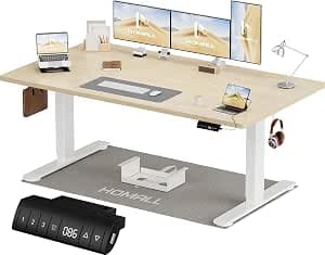 Homall Height Adjustable Electric Desk 160 x 80 cm Two Extendable Telescopic Stands with Four Part Split Top Computer Desk with Memory Function
