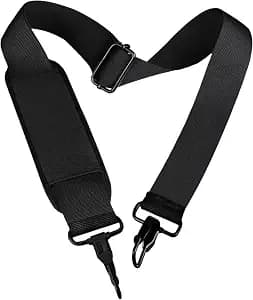 Universal Replacement Laptop Shoulder Strap, Durable 55" Adjustable Comfortable Belt with Metal Hooks for Briefcase, Computer Messenger Bag, Laptop Case Luggage/Duffel/Camera, (Black)