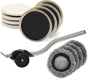 Furniture Lifter Sliders Mover Kit for Carpeted & Hard Floor Surfaces,Move Heavy Furniture Quickly & Easily,3-in-1 Moving System(1 Lifter Tool & 8 Sliders)