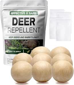 LAQDECDV Deer Repellent, Rabbit Repellent Outdoor, Deer Deterrent for Garden & Yard, Bunny Repellent for Plants, Keep Deer Away from Flowers, Tree, Safe for Human & Pets-8 Balls