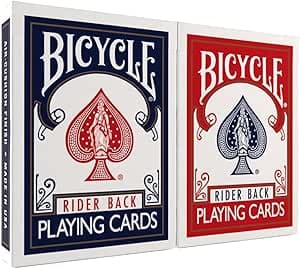 Bicycle Rider Back Playing Cards, Standard Poker Size Deck of Cards, Red & Blue (2 Pack), Classic Cards for Poker, Blackjack, Family Game Night & Card Games, Fun for All Ages