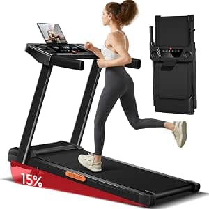 15% Incline Treadmill with Handles, 3-in-1 Portable Treadmills for Home and Office, Foldable Treadmills with 300 Lbs Weight Capacity, 3.0HP Quiet Walking Pad Treadmill, Three Screen