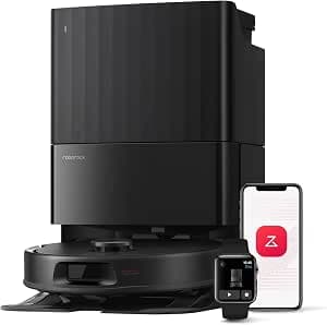 roborock Qrevo Series Robot Vacuum and Mop, 8000Pa Suction, Upgraded from Qrevo S, Anti-Tangle Brushes, Smart Obstacle Avoidance, Auto Mop Washing, All-in-One Dock, 200RPM Spinning Mops, Black(QV 35A)