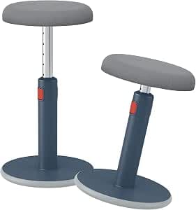 Leitz Active 65180089 Ergonomic Height-Adjustable Rocker Stool, 46 cm to 79 cm Height, Round Office Swivel Chair / Stool, Ergo Cosy Series, Grey