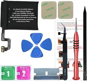 Replacement Battery for Apple Watch Series 4 40mm,(2025 New Upgraded) 224.9mAh A2058 A1975 A1977 with Repair Parts + Installation Manual + Back Cover Adhesive