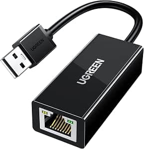 UGREEN Ethernet Adapter, USB 2.0 to 10/100 Network Adapter, USB to RJ45 Lan Wired Adapter for Nintendo Switch, Wii, Wii U, Macbook, Chromebook, Windows 10, 8.1, Mac OS 10.13, Surface Pro Linux Black