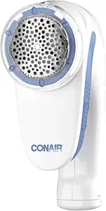 Conair Fabric Shaver and Lint Remover, Battery-Operated Portable Clothes Shaver with 3 Settings, Fuzz Remover for Sweaters, Clothing and Furniture, Large 2-Inch Shaving Head, White
