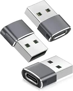 Basesailor USB to USB C Adapter,USBC Female to USB A Male Adapter,Type C Converter Charger for iPhone 17 17e Pro Max,16 15,Apple Watch iWatch S11 S10 SE,AirPods 3,iPad mini Air,Samsung Galaxy S25 S26