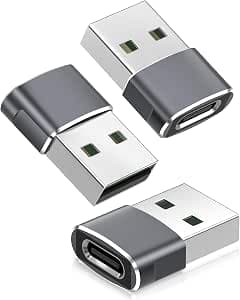 BASESAILOR USB C to USB Adapter for iPhone 17 16 Pro Max 3 Pieces, Type C Female to Male Connector Charger Cable for Apple 15 iWatch 10, iPad 11 Air Mini, Airpods 4, Samsung S25 S24 S23 A55 A54