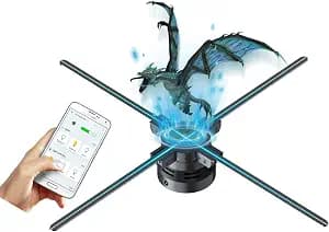 3DHologramFan,27.5"3DHologramFan with Remote/Bluetooth/WIFI/1500 Video Library,Missyou Holographic Fan with HD LED Holographic Christmas Tree Picture Fan Spinner Large for Shop/Bar/Halloween