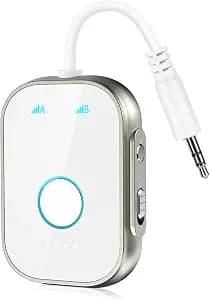 Bluetooth Transmitter Receiver, 2-in1 Wireless Adapter for Airplane, Bluetooth 5.3 Transmitter for TVs, Gym Equipment, Cars,Use with 3.5mm Jack and RCA Cable