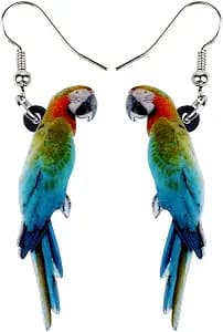 NEWEI Acrylic Cute Macaw Parrot Bird Earrings Dangle For Women Animals Jewelry Gifts Charms Hawaii Accessories