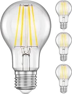 ledscom.de Pack of 4 E27 LED Bulbs A60 Warm White (2700K) 7.1W 963lm 3 Level Dimmer