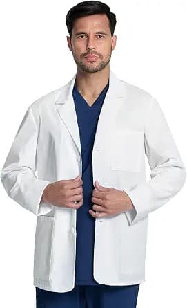 Cherokee Mens Lab Coat 30" Men's Consultation White Coat Durable, Mechanical Stretch - CK401
