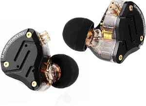 Linsoul KZ ZS10 Pro, 4BA+1DD 5 Driver in Ear Monitor, HiFi Wired Earbuds, Gaming Earbuds, Hybrid IEM Earphones with Stainless Steel Faceplate, Detachable Cable for Musician(Without Mic, Dark Black)