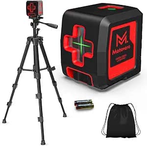 Laser Level with Tripod, 100 feet Green Cross Line Self Rotary Leveling Laser Level, 4 Brightness Adjustment, Manual Self leveling and Pulse Mode,IP54 Waterproof Battery Carrying Bag Included