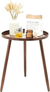 Linpla End/Side Tables - Small Round Accent Table, Metal Bronze Narrow Night Stands with 3 Legs, Ideal for Any Room-Side Tables Living Room, Bedroom, Plant Stand Balcony, Indoor & Outdoor