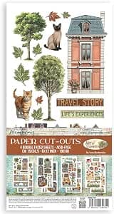 Stamperia - Paper Cut Outs for Scrapbooking, Albums, Card Making, Bullet Journalling and More, Acid Free, Double Sided, 4 Sheets, Perfect for Hobbies, Crafts, and Gifting (Art of Travelling)