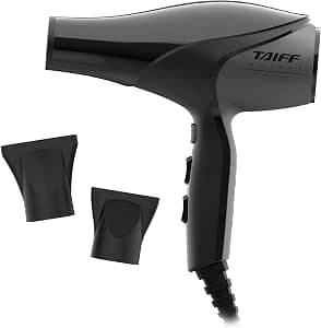 Taiff Unique Duo Professional Hair Dryer – 127V | 1875W Power | AC Motor | Tourmaline + Ionic & Ceramic Technology | Titanium Elements | 2 Concentrator Nozzles (Gray)