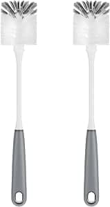MR.SIGA 2 Pack Long Handle Flexible Scrubbing Brush for Water Bottles, Glasses, Cups (Grey)