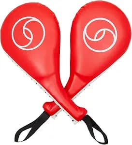 Juvale Taekwondo Kick Pad - Red, 15 x 2.5 x 7.5 in, 2 Pack - Martial Arts Training Equipment & Taekwondo Sparring Gear - Karate & Kickboxing Pads with Wrist Straps & Impact Boards