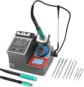 SUGON A9 210/245/115 Precision Soldering Stations, 120W Digital Soldering Iron Kit, with 210/245/115 Soldering Iron Tips and 3 Helping Hands, 212℉-842℉, ℃/℉, 3 Temperature Storage, Sleep mode